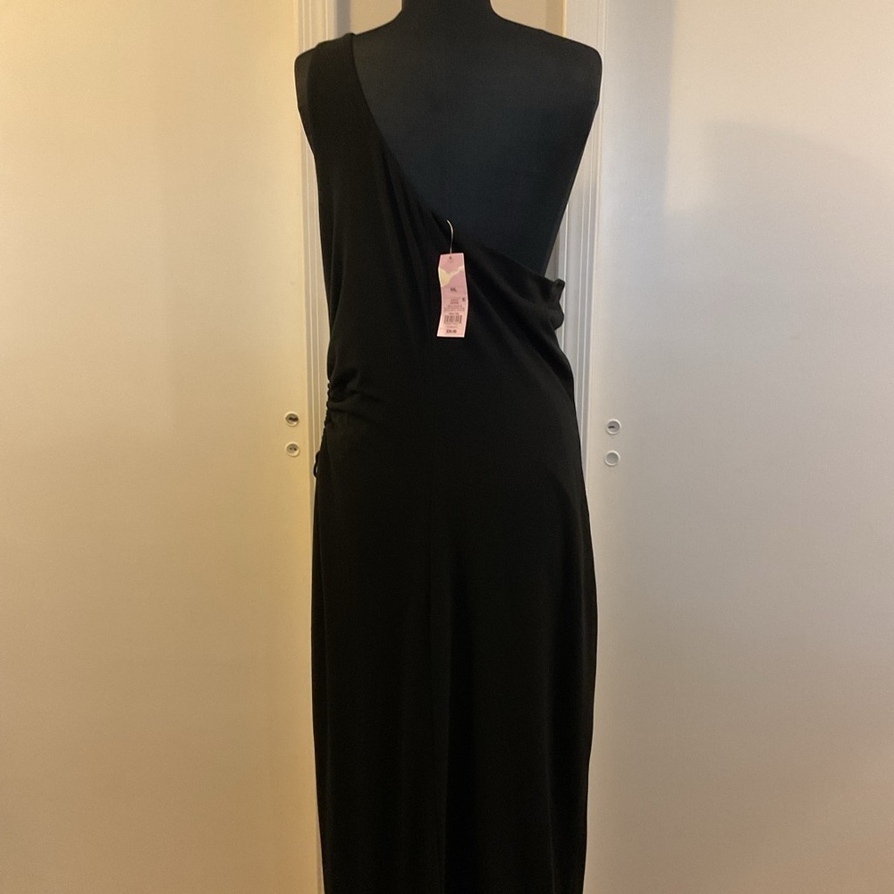 NWT Wild Fable One Shoulder Maxi Dress 2XL Black Hip Cut Out Bodycon Party - Picture 9 of 12